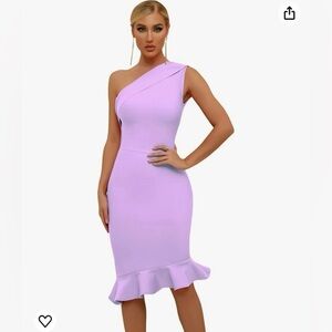 Maketina Womens One Shoulder Bodycon Mermaid Cocktail Midi Dress. NWT. Size: XS